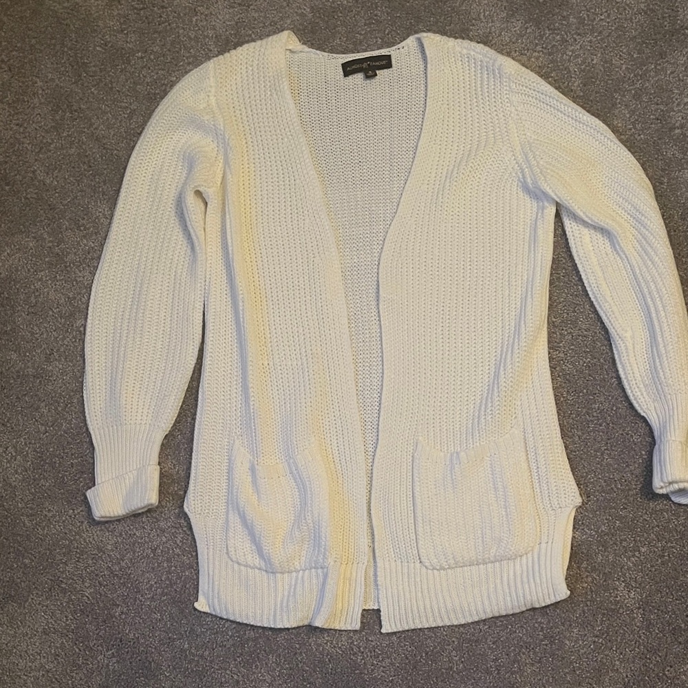 Almost Famous Ivory Open-Front Cardigan